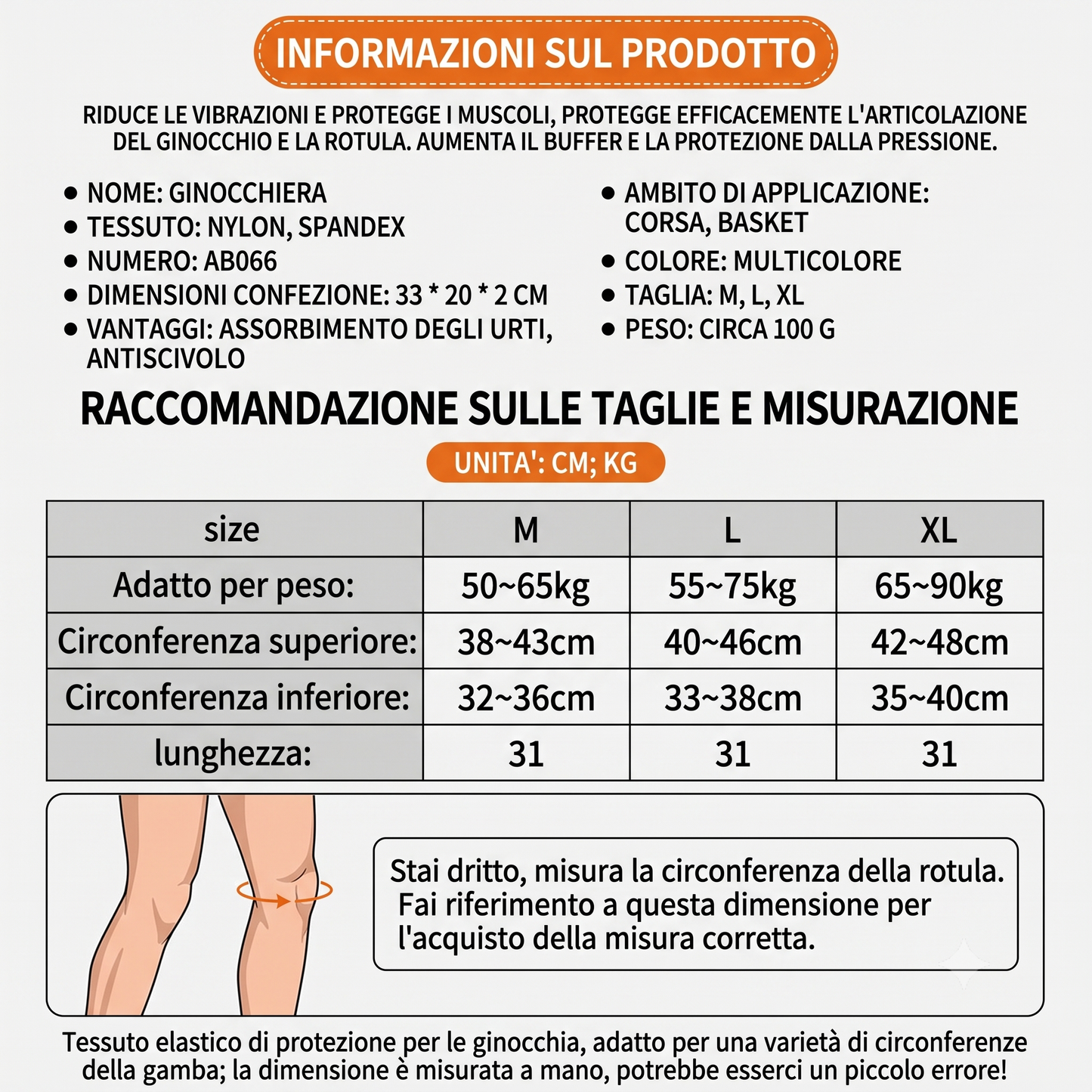 Ginocchiera Compressiva Professionale